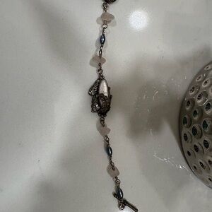 Handcrafted pink quartz and silver Bracelet